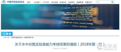 环境监测总站公布水中总氮考核结果名单